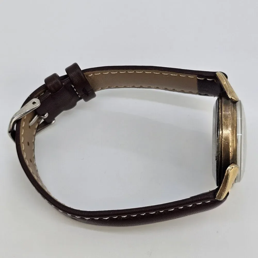 VTG Chrysler Men’s Automatic Watch‎ 34MM Gold Dial Brown Bands READ DESCRIPTION